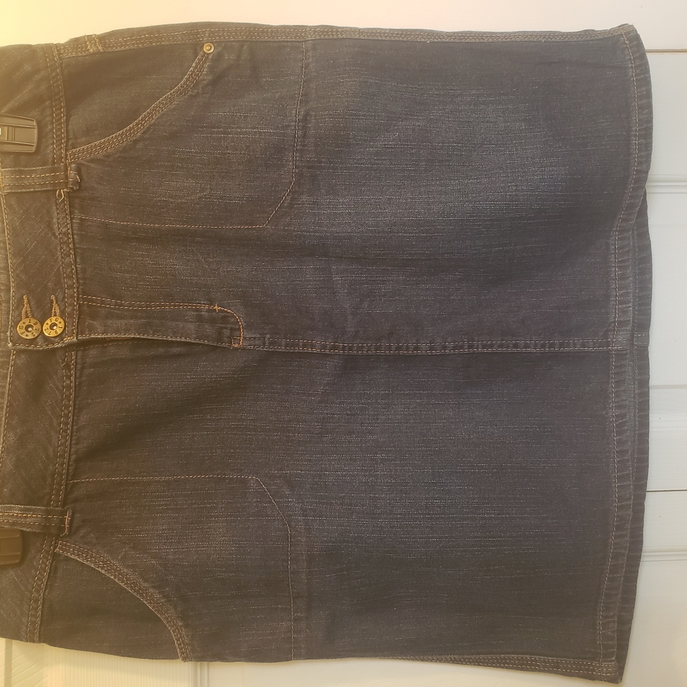 Dark Denim Skirt with Button Details